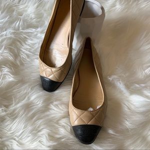 Iconic Chanel Cap Toe Quilted Ballet Flat!